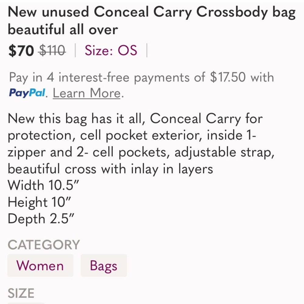 New Conceal Carry Crossbody bag - Picture 10 of 10